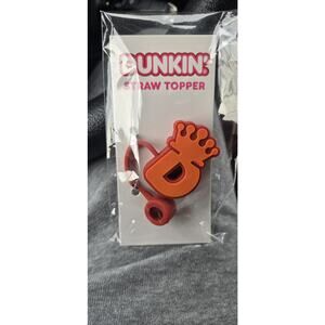 RARE 2025 Dunkin DUNKINGS Donuts Orange straw topper